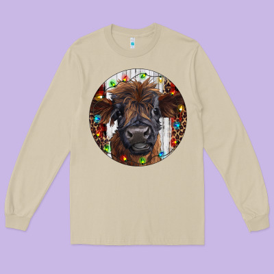 Western Christmas Calf Long Sleeve Tee Designed By Ranaportraitstore