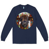 Navy Western Christmas Calf Long Sleeve Tee - RanaPortraitStore