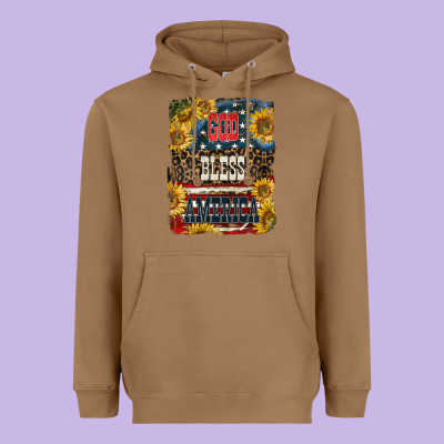 Western God Bless America 4th Of July Heavyweight Hoodie Designed By Lillyallendesigns