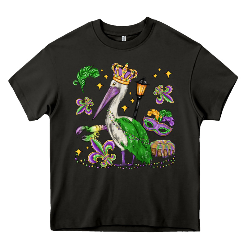Mardi Gras Pelican Heavy Core Tee by MaliasSmallBusiness | Teevron