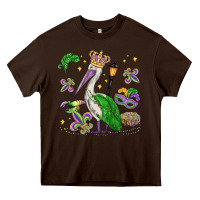 Chocolate Brown mardi gras pelican Heavy Core Tee - MaliasSmallBusiness