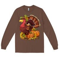 Chestnut Thanksgiving turkey with pumpkin and sunflower Long Sleeve Tee - NancyCooperArtShop