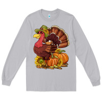 Moon Dust Thanksgiving turkey with pumpkin and sunflower Long Sleeve Tee - NancyCooperArtShop