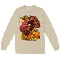 Mushroom Thanksgiving turkey with pumpkin and sunflower Long Sleeve Tee - NancyCooperArtShop