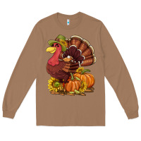 Toasted Coconut Thanksgiving turkey with pumpkin and sunflower Long Sleeve Tee - NancyCooperArtShop