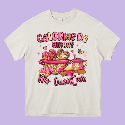 Calorias De Amor No Cuentan Mexican Valentines Day Heavy Core Tee Designed By Maliassmallbusiness