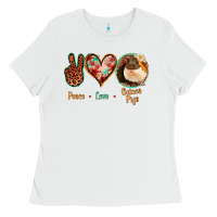 White Peace Love Guinea Pigs Ladies Tee - Jasminsmagicworld