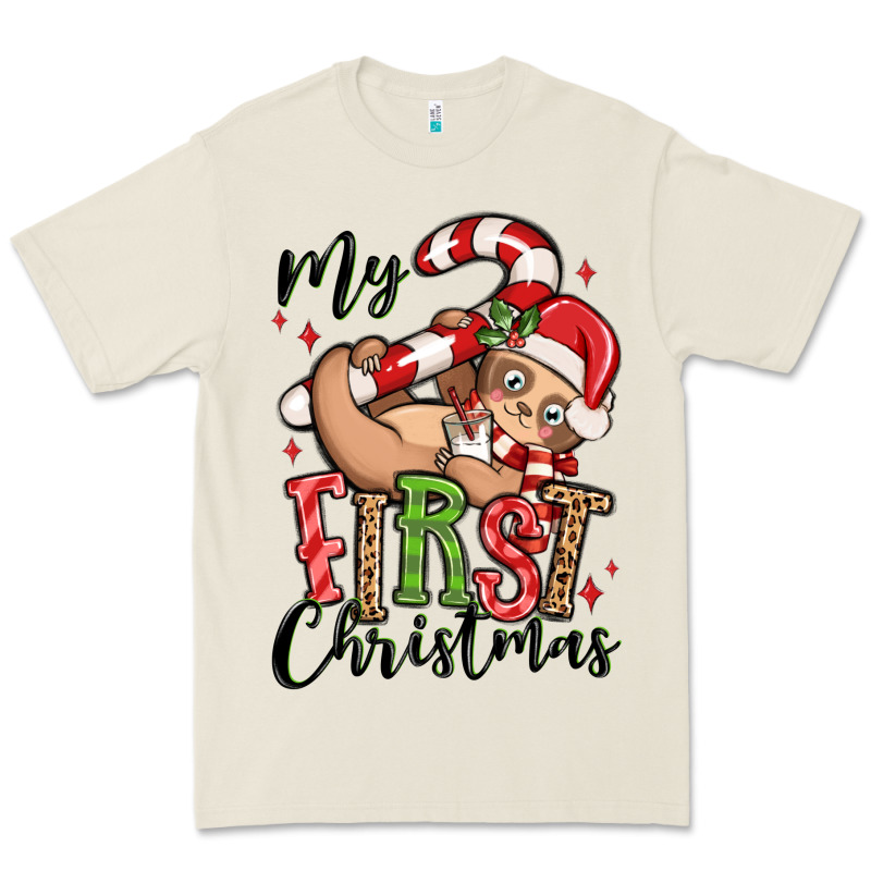 My First Christmas Cute Christmas Sloth Premium Tee by MaliasSmallBusiness | Teevron