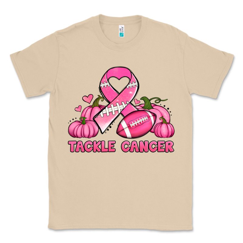 Tackle Cancer Pumpkins Football And Ribbon Breast Cancer Awareness Classic Tee by Jasminsmagicworld | Teevron
