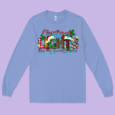 Christmas Lights Are My Favorite Long Sleeve Tee Designed By Texasbilliewilder