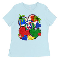 Baby Blue dominican repuclic hearts Ladies Tee - NancyCooperArtShop