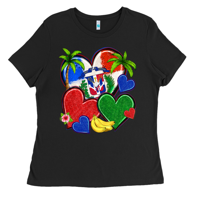 Dominican Repuclic Hearts Ladies Tee by NancyCooperArtShop | Teevron