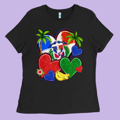 Dominican Repuclic Hearts Ladies Tee Designed By Nancycooperartshop