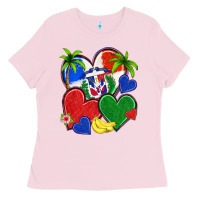 Bubblegum Pink dominican repuclic hearts Ladies Tee - NancyCooperArtShop