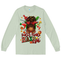 Matcha santas favorite hair stylist afro messy bun Long Sleeve Tee - texasbilliewilder