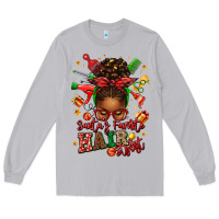 Moon Dust santas favorite hair stylist afro messy bun Long Sleeve Tee - texasbilliewilder