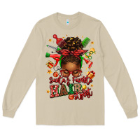 Mushroom santas favorite hair stylist afro messy bun Long Sleeve Tee - texasbilliewilder