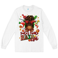 White santas favorite hair stylist afro messy bun Long Sleeve Tee - texasbilliewilder