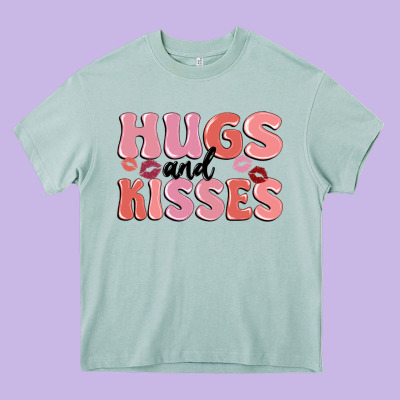 Hugs And Kisses Heavy Core Tee Designed By Maliassmallbusiness
