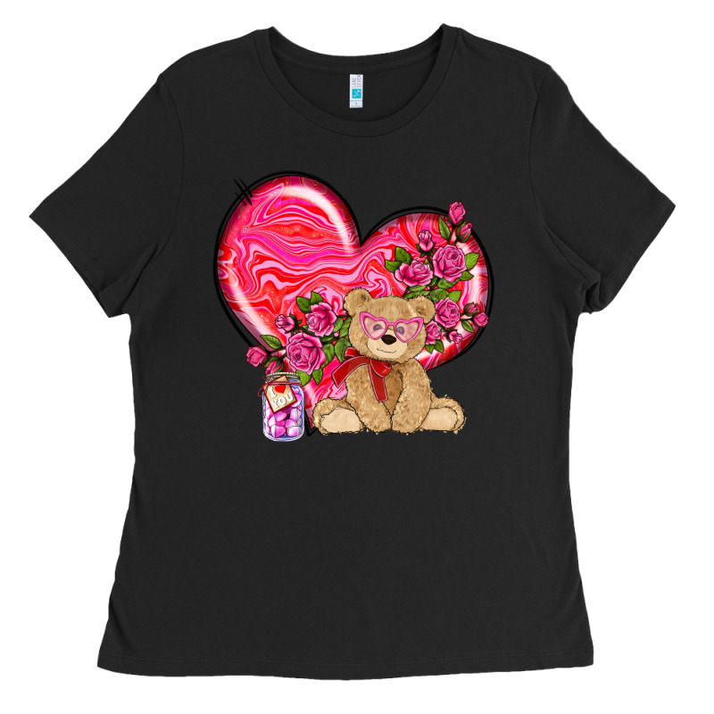Valentines Heart With Bear Ladies Tee by NancyCooperArtShop | Teevron