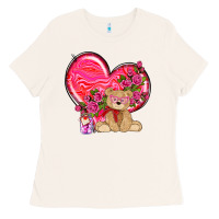 Bone valentines heart with bear Ladies Tee - NancyCooperArtShop
