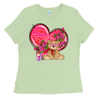 Matcha valentines heart with bear Ladies Tee - NancyCooperArtShop