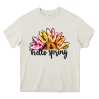 Cream hello spring Heavy Core Tee - MaliasSmallBusiness