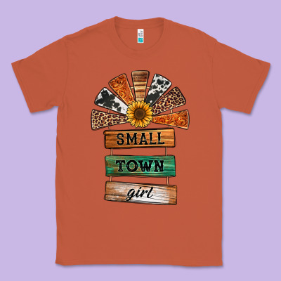 Small Town Girl Western Windmill Wooden Boards Classic Tee Designed By Jasminsmagicworld
