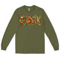 Army Green Personalized Thanksgiving Long Sleeve Tee - NancyCooperArtShop