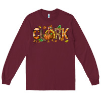 Burgundy Personalized Thanksgiving Long Sleeve Tee - NancyCooperArtShop