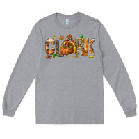 Heather Grey Personalized Thanksgiving Long Sleeve Tee - NancyCooperArtShop