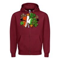 Burgundy Irish flag shamrock St. Patricks Day Zipper Hoodie - FaDigitalArtStudio