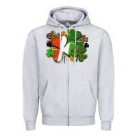 Heather Grey Irish flag shamrock St. Patricks Day Zipper Hoodie - FaDigitalArtStudio