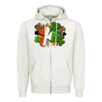 Oatmeal Heather Irish flag shamrock St. Patricks Day Zipper Hoodie - FaDigitalArtStudio