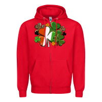 Red Irish flag shamrock St. Patricks Day Zipper Hoodie - FaDigitalArtStudio