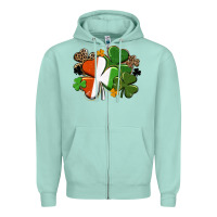Irish Flag Shamrock St. Patricks Day Zipper Hoodie | Teevron