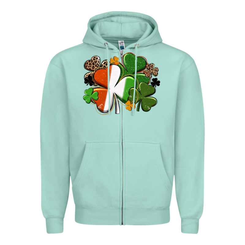 Irish Flag Shamrock St. Patricks Day Zipper Hoodie by FaDigitalArtStudio | Teevron