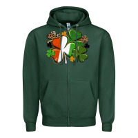 Sports Green Irish flag shamrock St. Patricks Day Zipper Hoodie - FaDigitalArtStudio