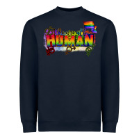 Navy We are all human Heavyweight Sweatshirt - CowGirlArtShop