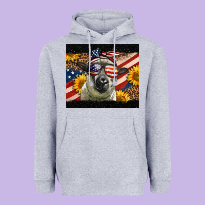 Western 4th Of July Sheep Heavyweight Hoodie Designed By Lillyallendesigns