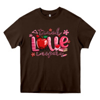 Chocolate Brown teach love inspire valentines day Heavy Core Tee - MaliasSmallBusiness