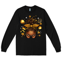 Black new year's eve afro messy bun Long Sleeve Tee - texasbilliewilder