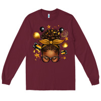 Burgundy new year's eve afro messy bun Long Sleeve Tee - texasbilliewilder