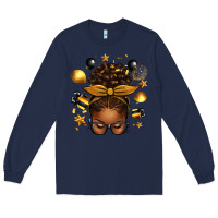 Navy new year's eve afro messy bun Long Sleeve Tee - texasbilliewilder