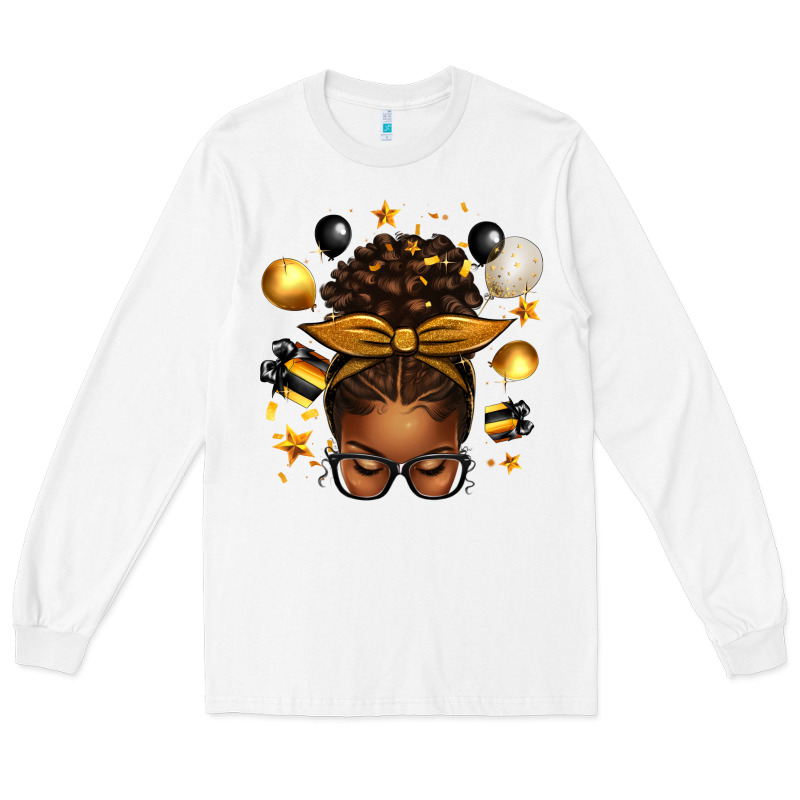 New Year's Eve Afro Messy Bun Long Sleeve Tee by texasbilliewilder | Teevron