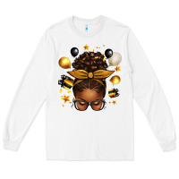 White new year's eve afro messy bun Long Sleeve Tee - texasbilliewilder