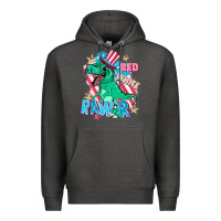 Charcoal Heather Red white rawr Premium Hoodie - FaDigitalArtStudio