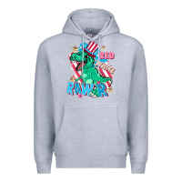 Heather Grey Red white rawr Premium Hoodie - FaDigitalArtStudio