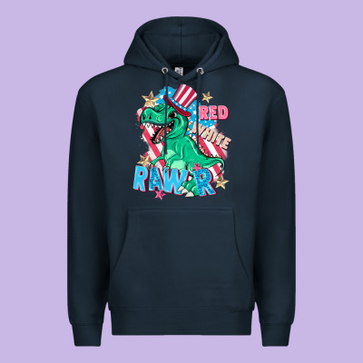 Red White Rawr Premium Hoodie Designed By Fadigitalartstudio