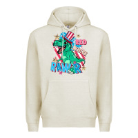Oatmeal Heather Red white rawr Premium Hoodie - FaDigitalArtStudio